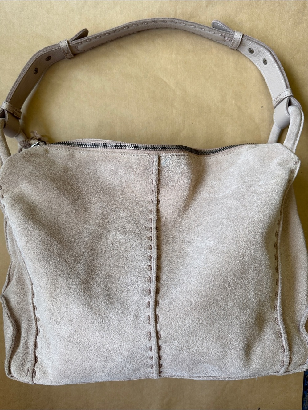 The Sak  Los Feliz Slouchy Soft Suede Hobo Medium Bag Sand Neutral Color Cream